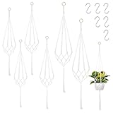 6 Stück Makramee Blumenampel, Blumenampel Hängend Innen, Blumenampel Außen 60cm, 80cm, 100cm, mit 6 Stück S Haken Blumenampel für Innen Decken Balkone Wanddekoration und Außen Garten Pflanzen Deko