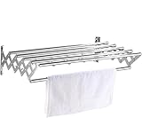 Zusammenklappbarer ausziehbarer Wäscheständer, Wandtrockner, Badezimmer, Handtuchhalter, Haken, Waschlappenschnur, Edelstahl, ausziehbar, einfarbig, 60 cm