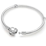 ZHUOMOT Charm Armband Silber 925 Damen, Armbänder Moments Schlangenketten Armband, Herz Bettelarmband 19 cm, Silber Anhänger Bracelet, Geburtstags Weihnachten Geschenk für Frauen Freundin Mama