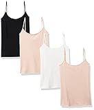 Amazon Essentials Damen Slim Fit Camisole 4er Pack, Beige/Weiß/Schwarz, M