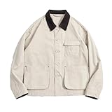 Amerikanische Retro-Jagdjacke für Herren, Kordsamt, Revers, kurze Jacken, Knopfleiste, lässige Taschen, Outwear, Hellgrau 9, L