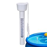 Schwimmender Poolthermometer – Leicht Ablesbarer Weißer Schwimmbadthermometer mit Seil, Hochtemperaturbeständiger Schwimmender Temperaturmesser 0–50℃, Ideal für Whirlpools, Spas, Teiche & Aquarien, Ro