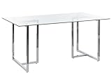 Beliani Rechteckiger Esstisch transparent/Silber Sicherheitsglas 160 x 90 cm Envia