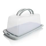 BigDean Kuchen Transportbox Rechteckig in Pastell Grün – mit Doppel Tragegriff für sicheren Transport von Kuchen & Muffins – Kuchenbehälter mit Klickverschluss – Kuchenplatte Made in Europa