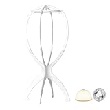 WXYYKX Perückenständer, Praktische Perückenhalter 35cm Hoch / Zusammenklappbar / statt Styroporkopf, Ideal zum Trocknen der Perücke, Haarteile mit Extra Perückennetzen - weiss