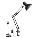 Lepro Schreibtischlampe Retro, Klemmbare Tischlampe E27, LED Büro Leselampe Nachttischlampe Verstellbare, Gelenk-Arm, schwenkbar, Tageslichtlampe Schreibtisch leuchte, HxBxT: 38 x 15 x 27cm, Schwarz
