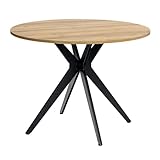 MEUBLE COSY Runder Esstisch Klein Tisch Küchentisch Esszimmertisch 4 Personen für Küche, Wohnzimmer, Büro, 100x100x75cm, Eiche + Schwarz