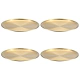 4 Stück 304 Edelstahl Geschirrset Snacks Teller Salatteller Metall Speiseteller Kochen Servierteller für Küche