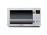 SEVERIN Mikrowelle mit Grillfunktion zum Auftauen, Garen und Erhitzen, 20 L Garraum, Grillrost und Drehteller, Edelstahl-gebürstet/Silber, MW 7751