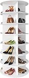WUDLEP Drehbares Schuhregal mit 7 Ebenen, Drehbares Schuhregal, Drehbares 360-Grad-Schuhregal, Aufbewahrung, rundes Karussell, Vertikale Handtasche, Drehbar, Schuhschrank-Organisation White