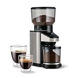 Tchibo elektrische Kaffeemühle, eingebaute Waage, Edelstahlmahlwerk, Kegelmahlwerk 26 Mahlgradeinstellungen, Schwarz/Silber