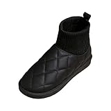 Perfeclan Winter-Schneestiefel für Mädchen, warme, rutschfeste, modische, bequeme Stiefeletten, kurze Stiefel für den Winter im Freien, Wanderer, Wandern, schwarz 39