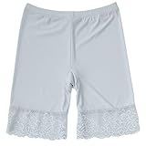 2026 Sommer dünne Eisseide leichte Hose Welle Dreipunkt-Leggings Bequeme Damen-Shorts Hose Lack (Grey, XL)