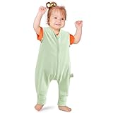 NesriToy Baby Schlafsack mit Füßen Sommer 0.5 Tog Oeko-TEX Schlafsack Kinder 100% Baumwolle (Mintfarben, 90cm/Baby Höhe 100-110cm)