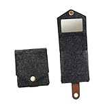 LOLIPPYY Tragbare Kleiner Lippenstifttasche Filz Mit Druckknopf Und Spiegel Dunkelgrau Make up Tasche Für Damen Reisen
