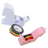 Homoyoyo 2 Stück Niedlicher Klebebandspender im Einhorn Design Praktischer Tape Cutter für Büro und Schule für DIY Projekte und Bastelarbeiten Mit Integriertem Klebeband Zufällige Farbe