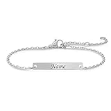 Personalisierte Geschenke Frauen | Personalisiertes Armband | Armband mit Gravur | Geschenk Freundin | Geschenke für Taufe, Valentinstag, Weihnachten, Frau und Freundin (Silber)