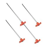 HONMEET 4 Stück Schwere Metall Zeltheringe Rostfreie Camping Heringe mit Spitzem Ende für Festen Halt im Boden für Zelte Pavillons Planen und Outdoor Einsätze Orange