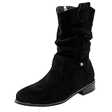 Generisch 2025 Winter High Heel Zipper Outwear Modische Klassische Schwarze Stiefeletten Dicke Ferse Mesh atmungsaktive Coole Stiefel (Black, 37)