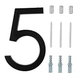 Linnkyfloa Moderne, schwebende Hausnummern aus gebürstetem Edelstahl, 3D-Stereo-Design, rostfreies Metall-Adressschild für den Innen- und Außenbereich (5)