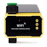 Solar-Bewässerungs-Timer, automatische 1/2-Ausgänge, Bewässerung mit WiFi-Steuerung, Regensensor, digitaler Wasser-Timer für Pflanzenbewässerungssystem im Freien (1 Auslass)
