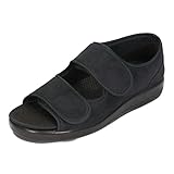 OrtoMed Offene Orthopädische Schuhe Damen Herren Verstellbare Breite Orthopädische Einlegesohle Klettverschluss Microvelour Schwarz 36-46 EU (Schwarz 513, Numeric_44)