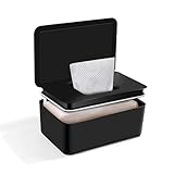 Vonsera Box für Feuchttücher, Feuchttücher Box mit Deckel, Nachfüllbare Feuchtes Toilettenpapier Box für Baby, Feuchttuchspender Baby für Zuhause und Büro, Schwarz