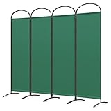 Angel Living Paravent 4 Teilig,Bogen Klappbar Raumteiler Freistehend Sichtschutzwand Raumteiler Stellwand Trennwand Sichtschutz für Büros, Balkon,Schlafzimmer,Außengarten,224cm x 182cm Grün