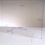 Queence | Hochwertiger Spuckschutz aus Acrylglas | Ideal für Verkaufs-/ und Empfangstresen | Thekenaufsteller | Protector, Größe:70x50 cm