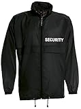 SECURITY-WINDBREAKER/REGENJACKE bedruckt mit 'SECURITY' Grösse M, schwarz, wasserdicht, Kapuze