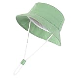 Sonnenhut für Babys und Mädchen mit LSF 50+, verstellbar, für den Außenbereich, Strandhut für Kleinkinder mit breiter Krempe, Fischerhüte für Kinder (Green, 2-4 Years)