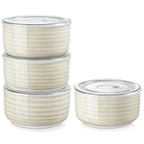 vancasso Bonbon Keramikschale mit Deckel, 1020ml Suppenschalen mit Deckel, Servierschalen Set 4er mit Deckel für Mittagessen, Picknick, Küche, Lebensmittelaufbewahrungsbehälter, Servierschalen