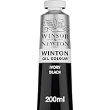 Winsor & Newton 1437331 Winton, feine hochwertige Ölfarbe - 200ml Tube mit gleichmäßiger Konsistenz, Lichtbeständig, hohe Deckkraft, Reich an Farbpigmenten - Elfenbeinschwarz