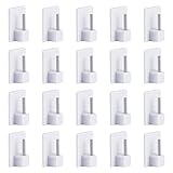 20 Packung Selbstklebender Haken Kunststoff-klebriger Endhaken mit 20 Packung Klar doppelseitiger Aufkleber für Netzvorhangstangen,Gardinenstangen Klebehaken ohne Bohren für Vorhänge&Scheibengardinen