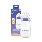 Lansinoh Babyflasche mit NaturalWave Sauger Gr. M, 240 ml - neues kompaktes Design für verbesserte Stabilität - mit stapelbarem Deckel