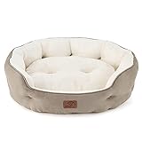 BEDSURE Katzenbett waschbar Katzen Bettchen - 63x53x20cm Katzenbett mit Zweiseitig Innenkissen Katzenschlafplatz für Katzen oder kleine Hunde, Kamel