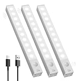 GOODEA Schranklicht mit Bewegungsmelder -18cm Mini Dimmbar LED Schrankbeleuchtung Kabellos, 3 Stück Unterschrank Magnetlampe für Kleiderschrank, Bücherregal, Treppe, Keller, RV (8000K Kaltweiß)