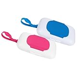 HOLIDYOYO 2 Stück Tragbare Feuchttuchbox Nachfüllbarer Feuchttuchspender mit Deckel Leicht Langlebig Schutz vor Austrocknung für Kinderzimmer Kinderwagen und Reisen