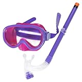 Taucherbrille Kinder,Schnorchelset für Kinder,Anti-Fog Taucherbrille Kinder mit Schnorchel,180° Panorama Weitblick Tauchmaske,Anti-Leck Schnorchelmaske Tauchen Set,für Kinder 5-12 Jahre (Lila)