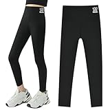 HOTUT Leggings Mädchen, high Waist Sport Leggings, Basic Lange Sporthose Kinder, Sportleggings mädchen Elastisch Fitness Hose, Sporthosen Einfarbig für Tanz Yoga Alltag