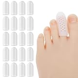 Tyqour 20 Stück Silikon Zehenschutz, Atmungsaktiv Zehenkappen für Männer Frauen Zehenschutz Kleiner Zeh Gel Zehenschutz Weiches Zehenschoner Zehenpolster für Blasen Hühneraugen Hammerzehen