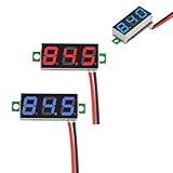 2 Stück 0,28 Zoll Mini Digital Voltmeter, LED-Anzeige Voltmeter, Messbereich DC 2.4-30V, Zwei Drähte Spannungsprüfer,Verpolungsschutz und Genaue Druckmessung (Rot, Blau)