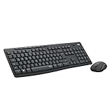 Logitech MK295 kabelloses Tastatur-Maus-Set mit SilentTouch-Technologie, Shortcut-Tasten, optischer Spurführung, Nano USB-Empfänger, verzögerungsfreier Drahtlosverbindung, QWERTZ layout - Graphit, PC