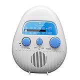 Angoily Wasserdichtes Duschradio mit USB Ladung Auto Fm Receiver und Lautsprecher Tragbares Mini Bad Radio für Küche Outdoor mit Starkem Bass und Praktischem Design Weiß