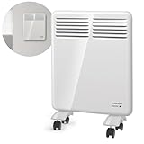 Taurus CHTA 500 – Elektrischer Konvektor 500 W, IP24 für den Einsatz im Badezimmer, Wandhalterung, Digitaldisplay, programmierbar, Überhitzungsschutz, Sensor 'offenes Fenster', Weiß