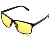 Vidsmow Nachtsichtbrille für Männer Frauen, Klassischer Quadratischer Rahmen, HD Antireflexion, Polarisierte Nachtfahrbrille für Klare Sicht bei Schlechten Lichtverhältnissen und Blendfreies Fahren