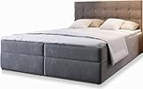 Masseno Boxspringbett GLOS 180x200 cm Komplett-Set mit Matratze und Topper, Polsterbett mit Zwei Bettkästen -Grau, Cosmic 160