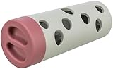 TRIXIE Snack Roll Katzenspielzeug - durch Rollbewegungen fallen Snacks heraus - schult die Geschicklichkeit - Gummiummantelung - spülmaschinengeeignet - ø 6/ø 5 × 14 cm - grau/rot - 4592