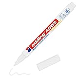 edding 4085 Kreidemarker - weiß - 1 Kreidestift - Rundspitze 1-2 mm - dünner Kreidestift für Tafel abwischbar - zum Beschriften von Fenster, Glas, Spiegel - Tafelstift mit deckenden Farben