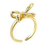Outanaya Eleganter Offener Ring mit Schleifen Design Verstellbarer Stapelring für Damen für Verschiedene Anlässe Femininer Schmuck für Tag